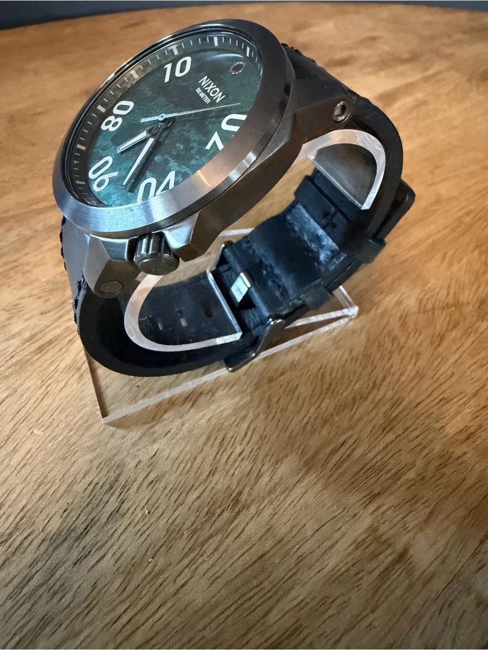 Nixon The Ranger Black Strap Watch with Green Marble Dial